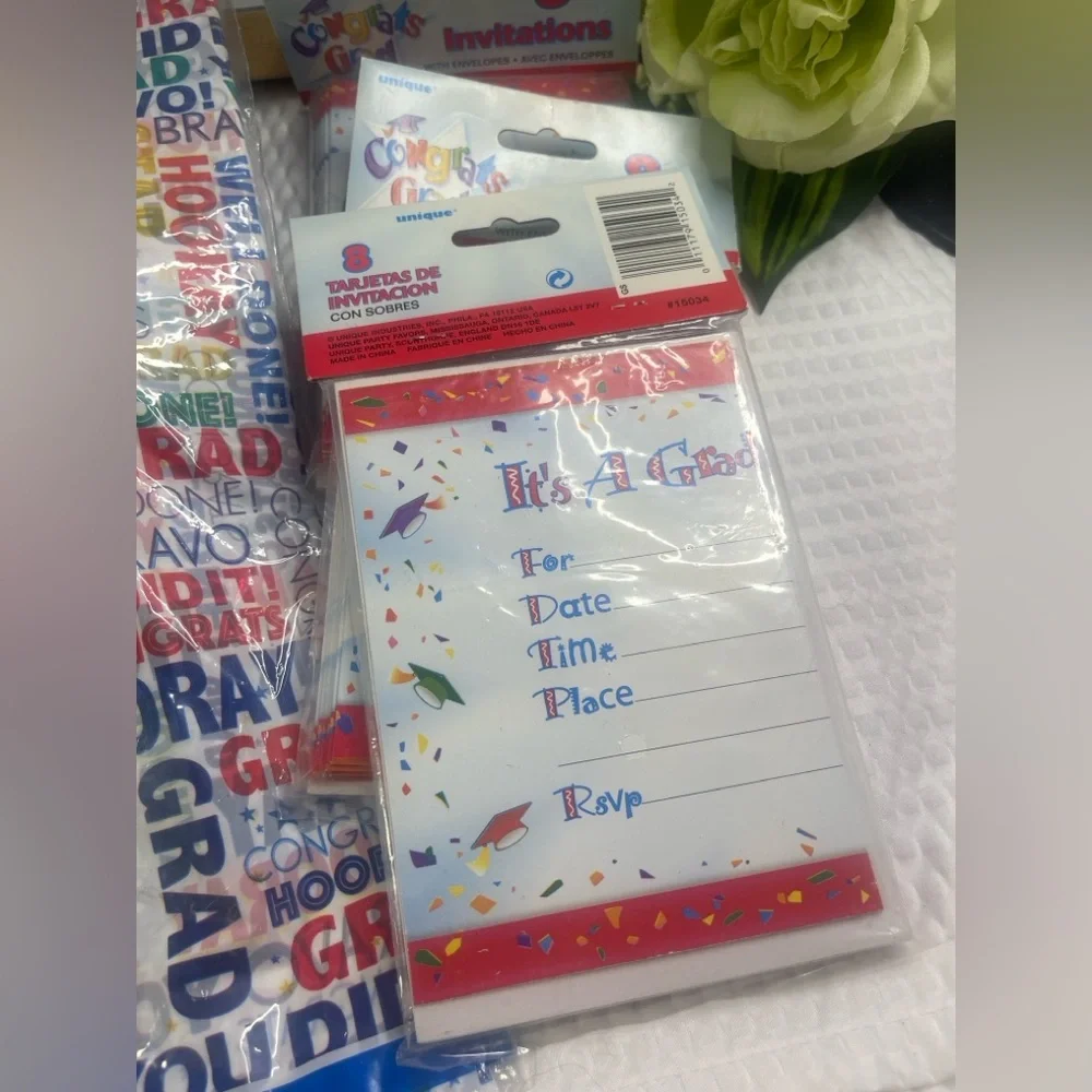 Graduation Party Decorations Bundle Congrats 24 Invitations Banner Table Cover